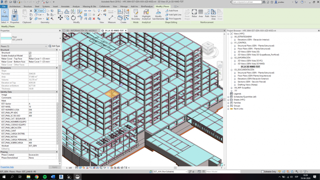 Coordinación BIM en Estructuras del Hospital Provincia Cordillera (119.000 m2)